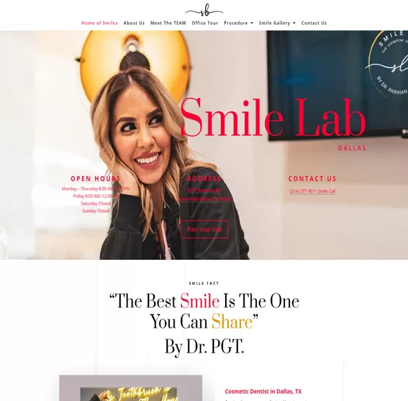 Smile Lab Dallas Website Developed by Intrigue IT Solutions