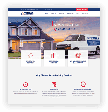 Professional Website Development for Texas Building Service by Intrigue IT Solutions located in Dallas, TX